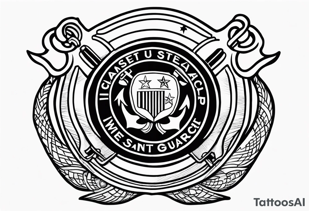 Left arm sleeve tattoo United States Coast Guard tattoo idea