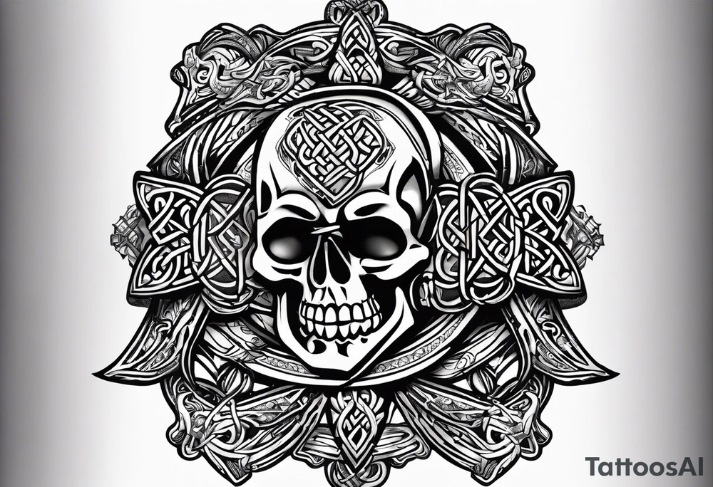 Cheers Mate text, armband +Celtic +grey Cancer Ribbon +tribal +artistic tattoo idea