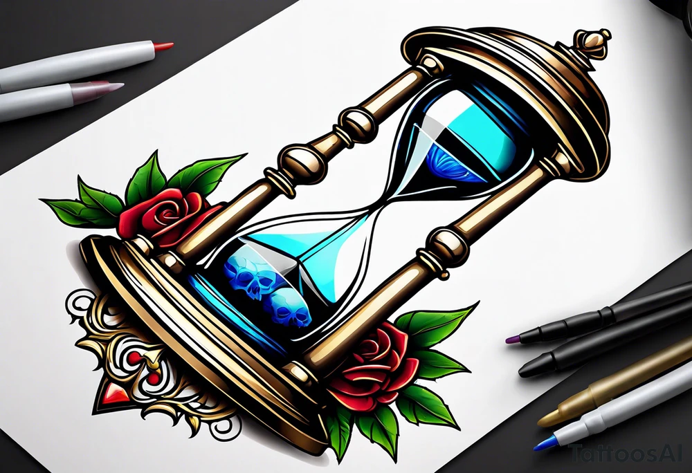 Hourglass with skull tattoo tattoo idea