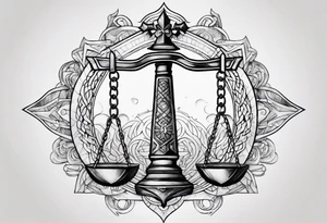 Sword with Libra scales, kinda cybersigilism, kinda earthy tattoo idea
