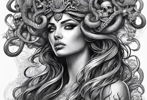 Medusa with skulls sleave tattoo idea