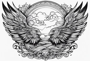 water, clouds, wings tattoo idea