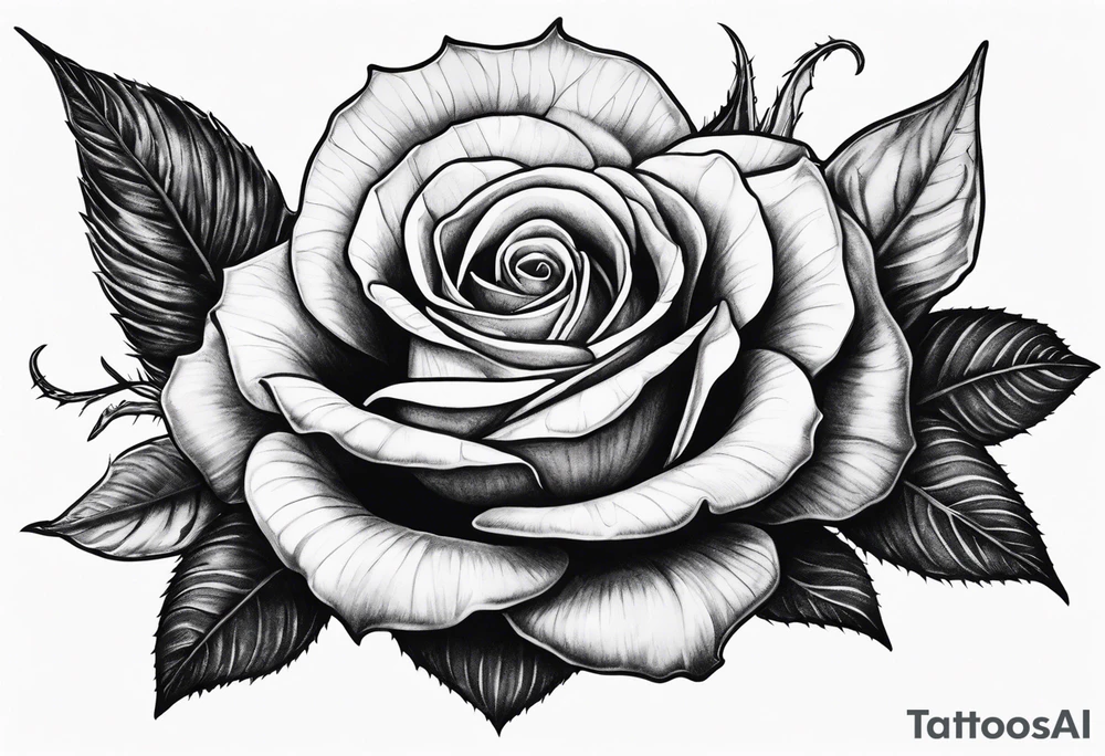 Black mamba with black rose and thorns tattoo idea