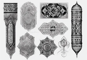 arabic sleeve realistic tattoo idea