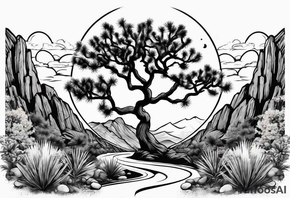 Joshua tree yin and yang tattoo idea