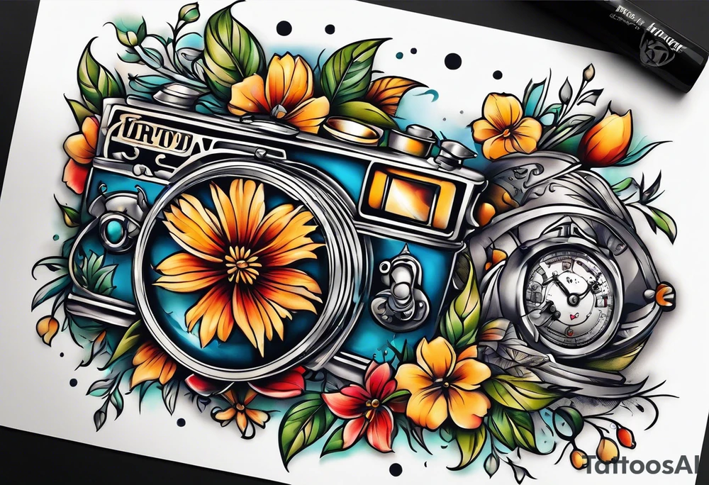 Post card, travel tattoo, sleeve tattoo idea