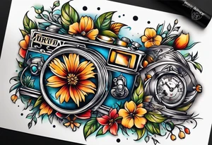 Post card, travel tattoo, sleeve tattoo idea