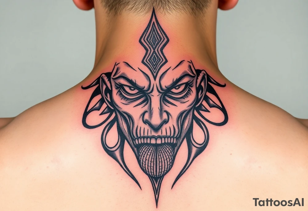 Dark magic small face tattoo idea