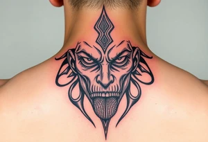 Dark magic small face tattoo idea