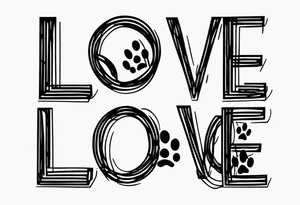 minimalist draw paw print in the word love tattoo idea