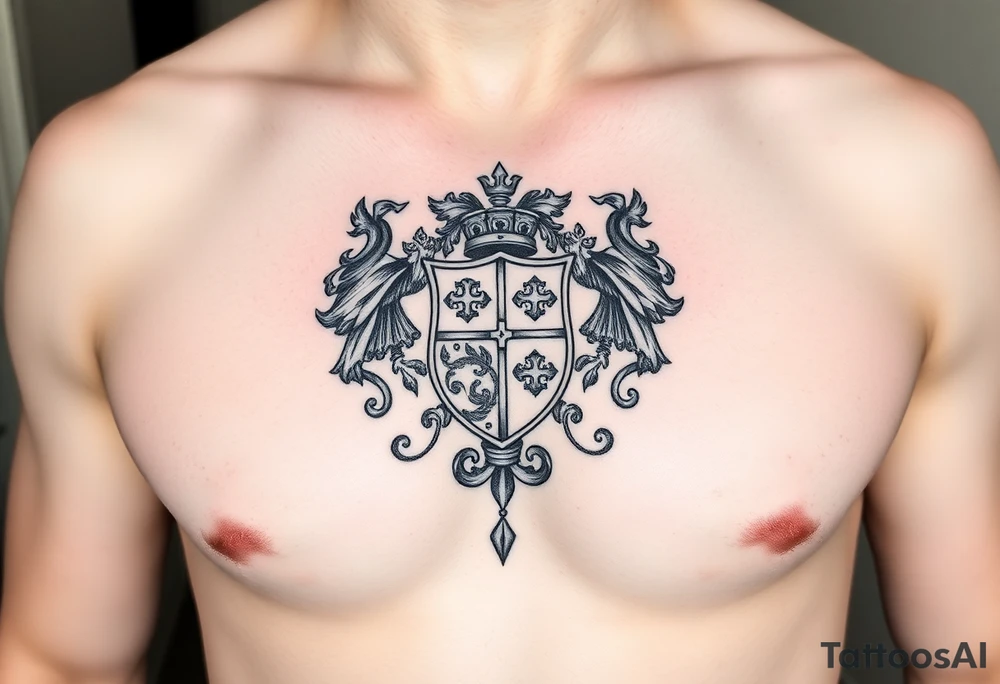 Powerful mideval Irish family crest for Smith. Full chest tattoo tattoo idea