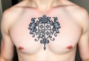 Powerful mideval Irish family crest for Smith. Full chest tattoo tattoo idea
