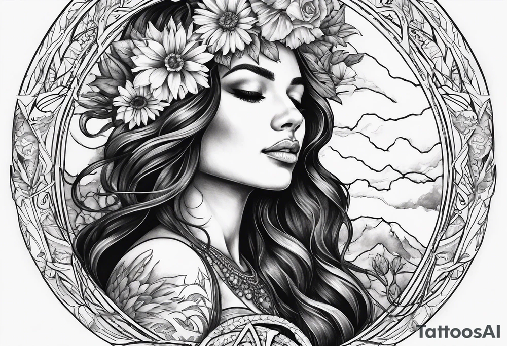 Resurrection Beautiful woman rising from her dead self to inner peace and self-love tattoo idea