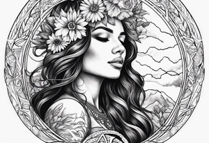 Resurrection Beautiful woman rising from her dead self to inner peace and self-love tattoo idea