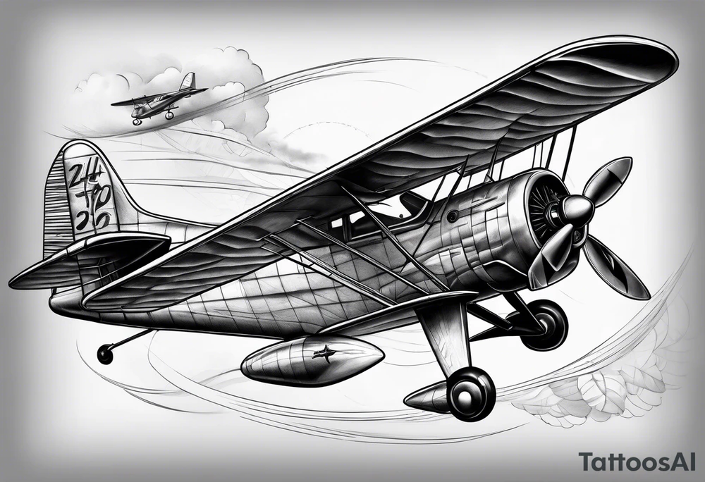 sketch of adventure plane in perspective from the bottom tattoo idea