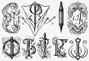 Needle and thread tracing two initials tattoo idea