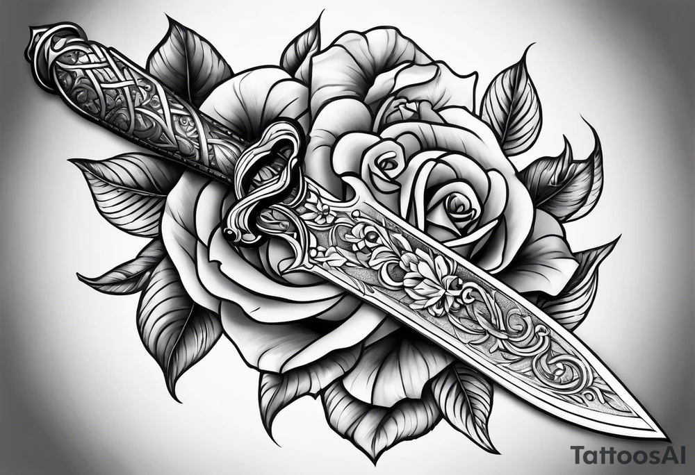 Feminine dagger with a serpent around it tattoo idea Feminine dagger with a serpent around it tattoo idea
