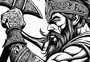Warrior wielding great axe tattoo idea