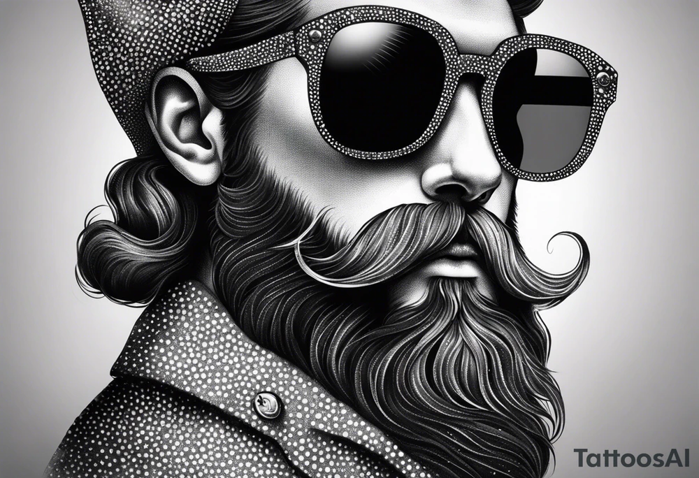 capricorn with beard and sunglasses tattoo idea