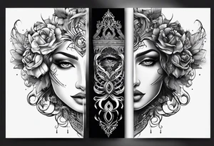 Two separate ideas for day and night placed on each side of the chest tattoo idea