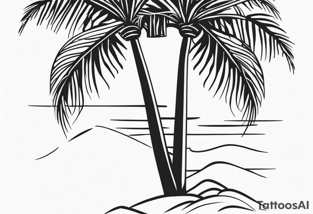 fine line tattoo of a palm tree tattoo idea