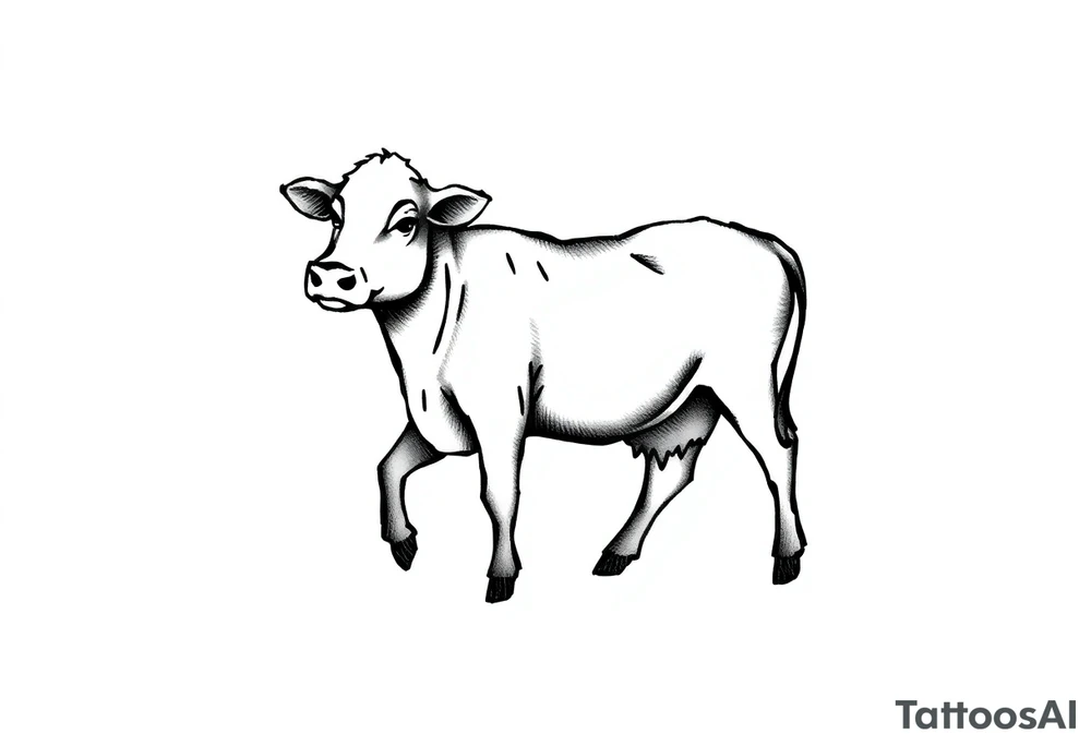small black and white cow tattoo idea