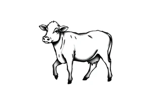 small black and white cow tattoo idea