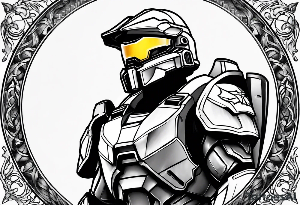 halo over an armored knight tattoo idea
