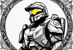 halo over an armored knight tattoo idea