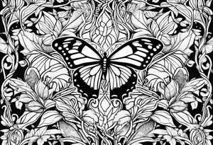 Mascarenas with vines of leaves and butterfly tattoo idea