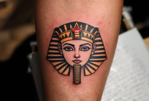 A red and black double crown of Egypt, representing unified rule over Upper and Lower Egypt. tattoo idea