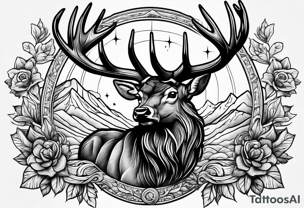 Western stag tattoo idea