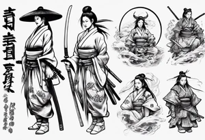 Beautiful female samurai tattoo idea