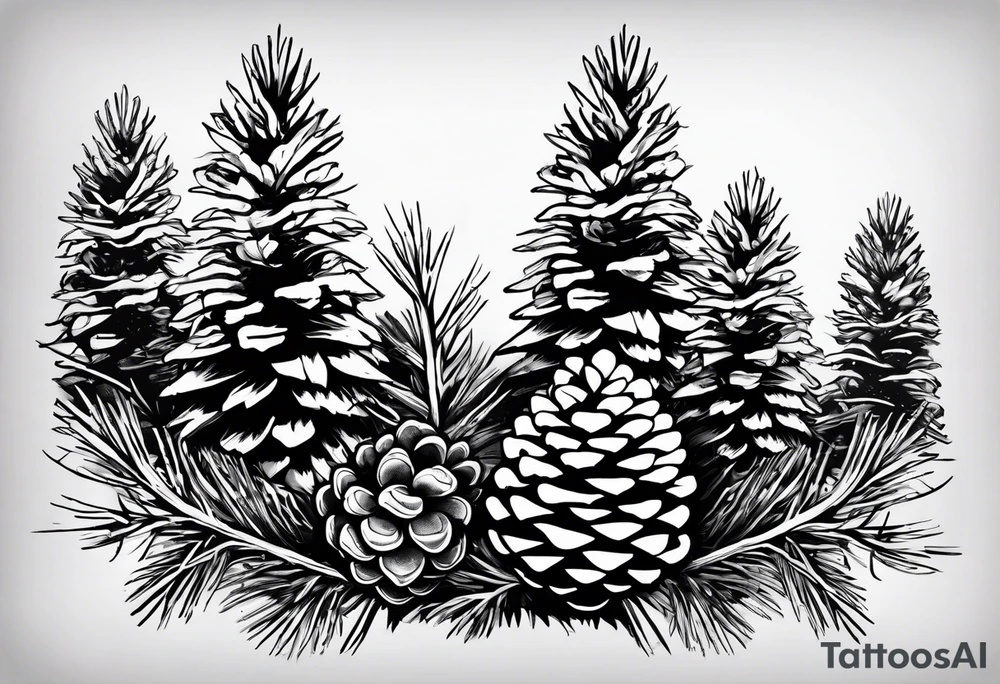 Pine cone with pine trees on top of it tattoo idea