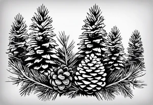 Pine cone with pine trees on top of it tattoo idea