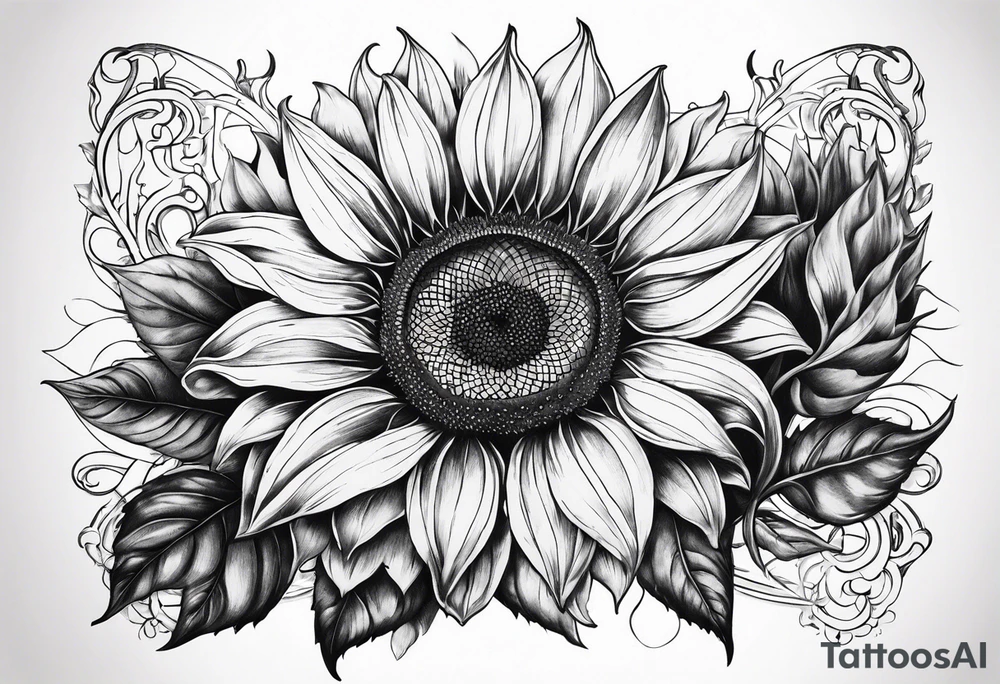 Horseshoe with a sunflower tattoo idea