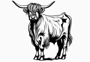 goofy highland cow standing on hind legs tattoo idea