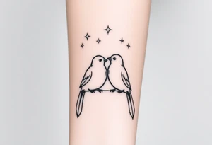 two birds sitting, stars and infinite theme couples tattoo tattoo idea