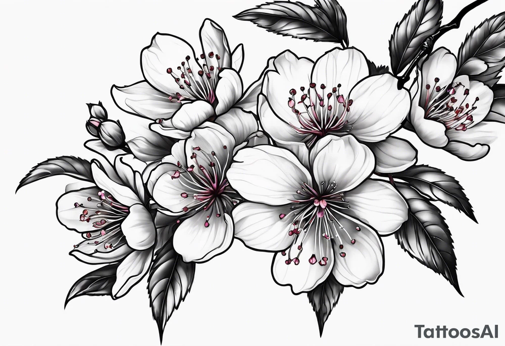 Cherry blossom with branch tattoo idea