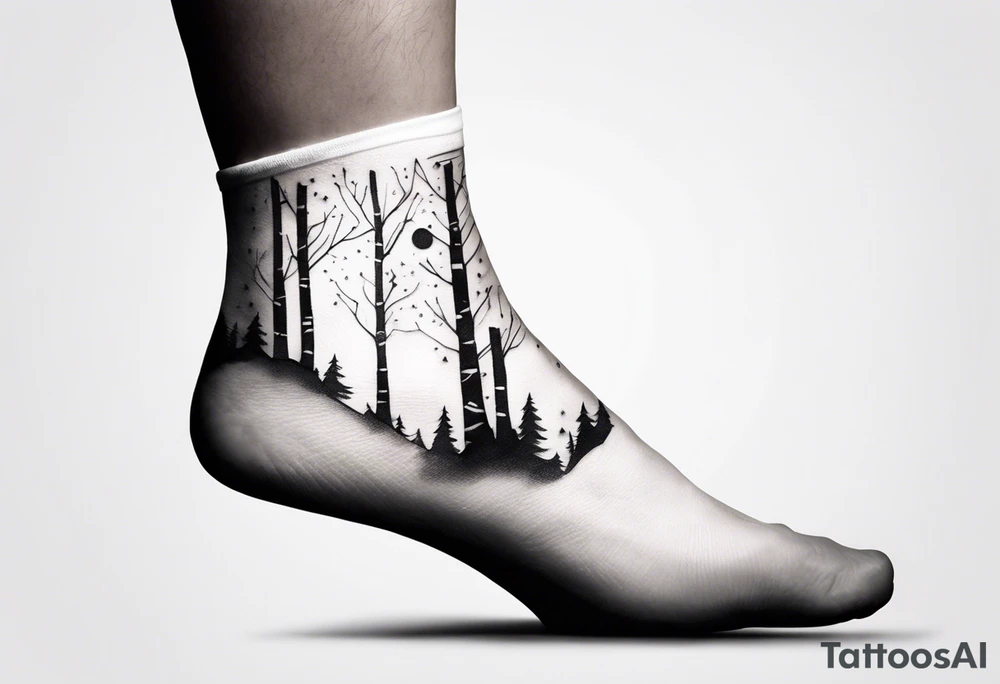 birch trees, wrapped around man's ankle tattoo idea