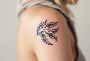 A triquetra surrounded by angelic feathers, symbolizing divine protection and purity. tattoo idea