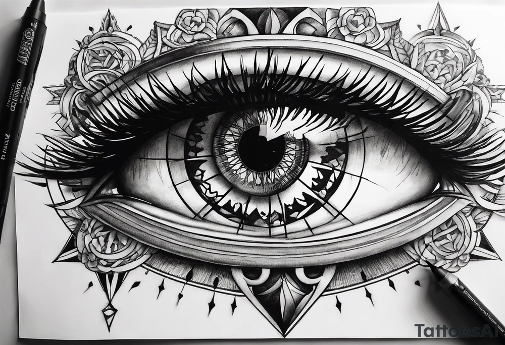 Eyes in the middle of a compass tattoo idea