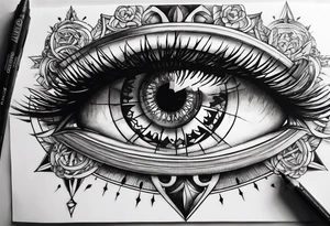 Eyes in the middle of a compass tattoo idea