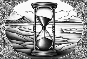 hourglass grandfather memorial sunset simple design tattoo idea