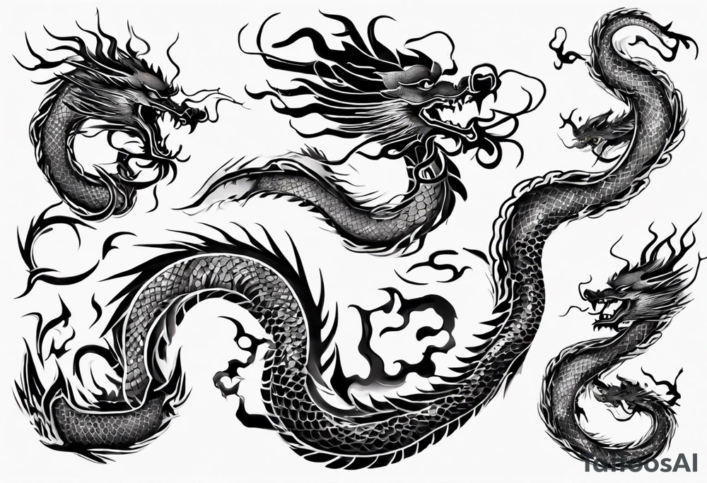 long chinese dragon with scales tattoo idea