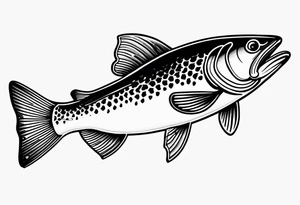 A small tattoo with a shaded trout 
 drawn with fine lines. tattoo idea