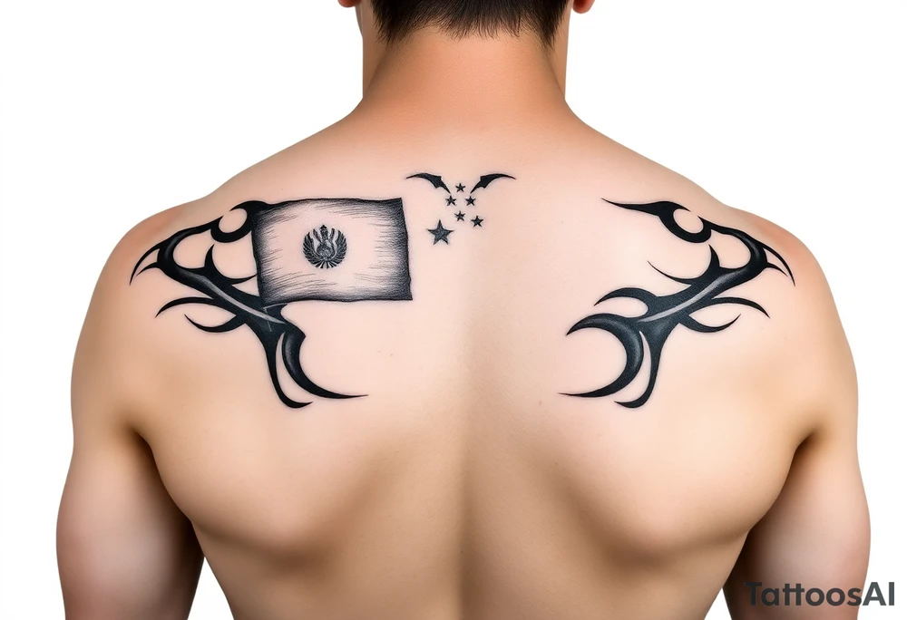 Palau flag and tribal tattoo idea