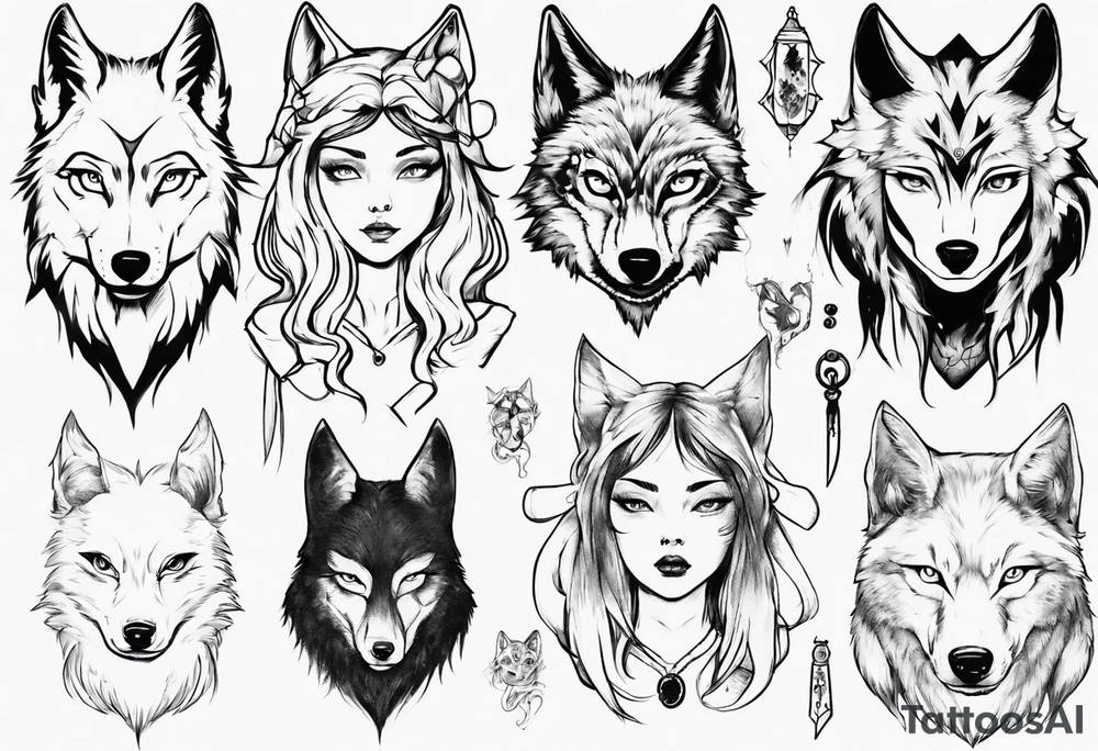 Wolf girl tattoo idea
