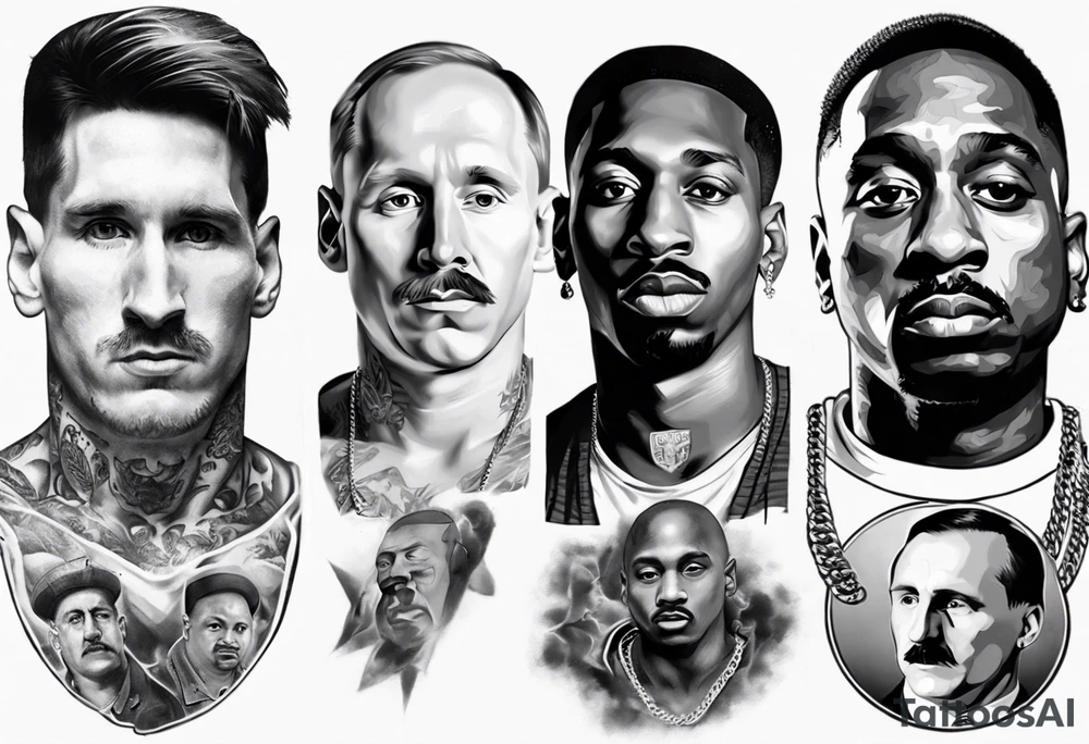 Icons portraits 
ARM SLEEVE 
REALISTIC
messi
Tupac
biggie
hitler
Putin tattoo idea