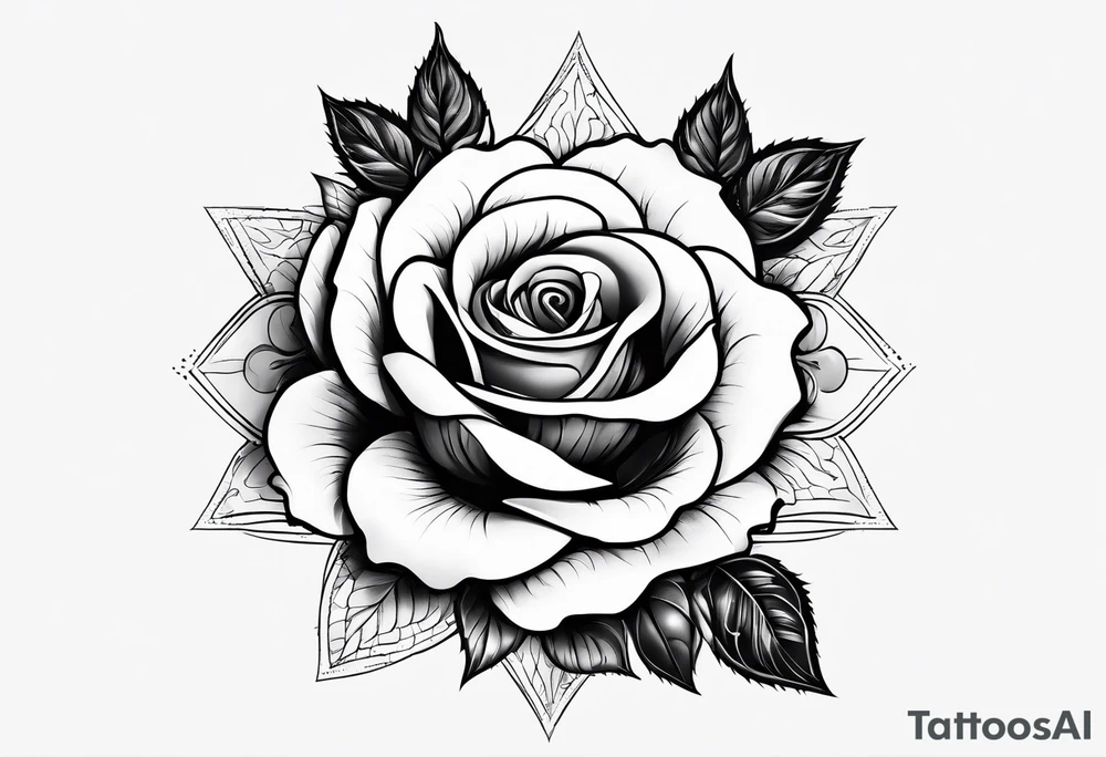 Bloomed rose with female body, kneeling tattoo idea Bloomed rose with female body, kneeling tattoo idea